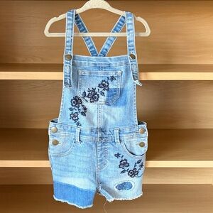 Art Class• Denim Short Overalls with Embroidery | Size 4/5